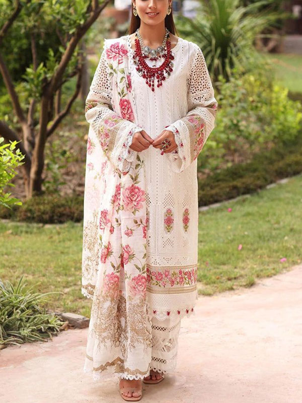 Heavy Embroidered Cotton Chicken Karri Dress With Silk Printed Dupatta (Unstitched) (DRL-2249)