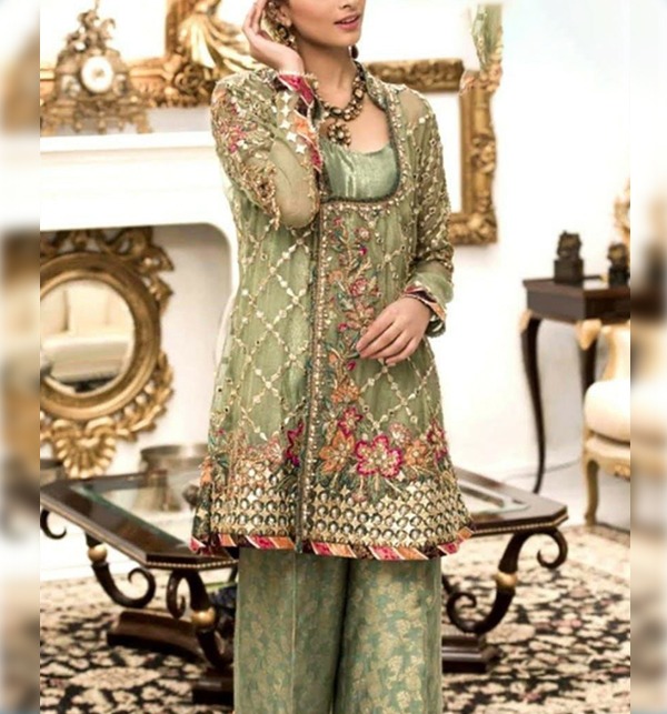 Buy Chiffon embroidered Eid Dress with Jamawar Trouser online in Pakistan |  Buyon.pk