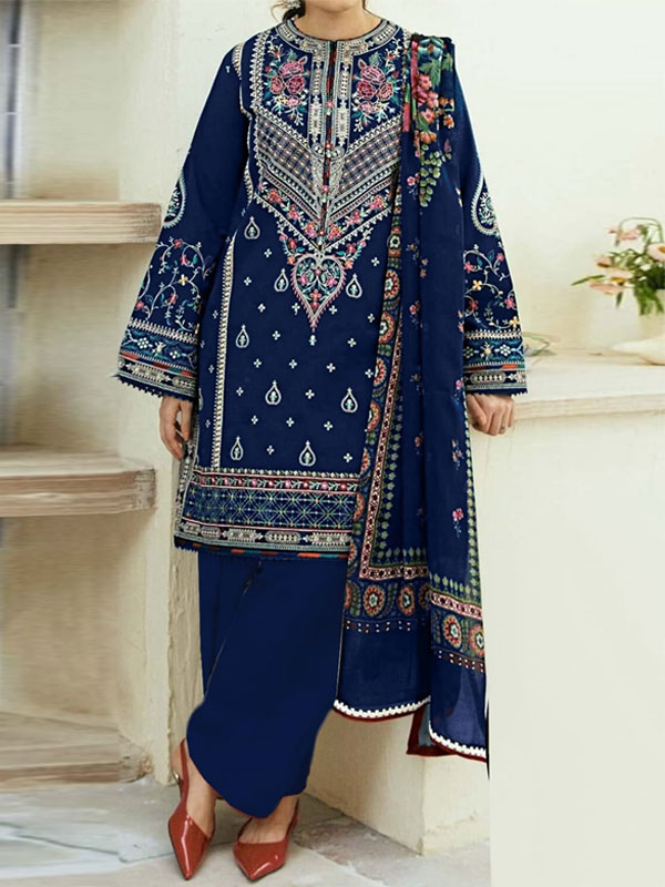 Heavy Embroidered Lawn Dress With Digital Printed Zari Dupatta (Unstitched) (DRL-2060)