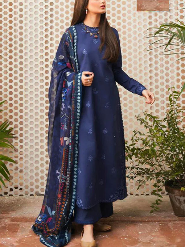 Heavy Embroidered Lawn Dress With Digital Printed Zari Dupatta (Unstitched) (DRL-2061)	