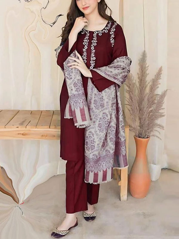 Luxury Lawn Heavy Embroidered Dress With Digital Printed Zari Dupatta 3 Pec Suit (Unstitched) (DRL-2118)