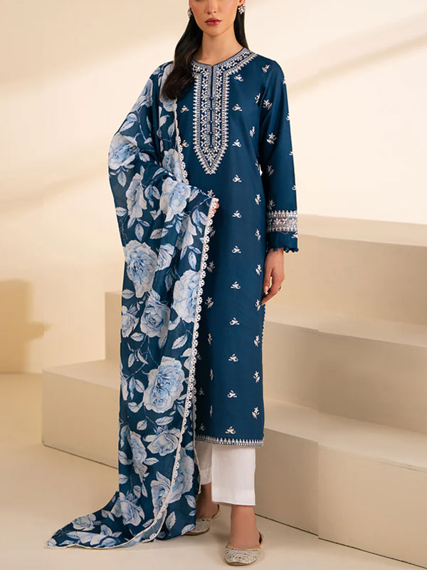 Heavy Embroidered Lawn Dress With Digital Printed Zari Dupatta (Unstitched) (DRL-2119)	