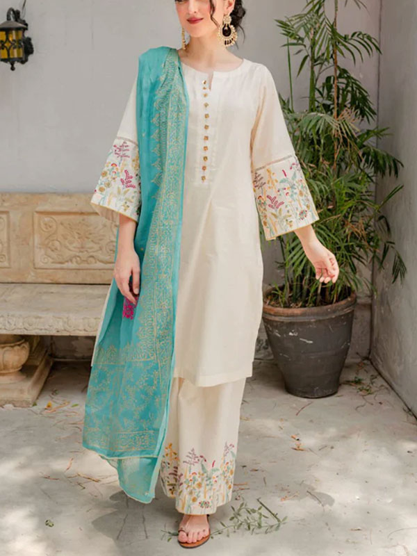 Heavy Embroidered Lawn Dress With Digital Printed Zari Dupatta (Unstitched) (DRL-2121)	