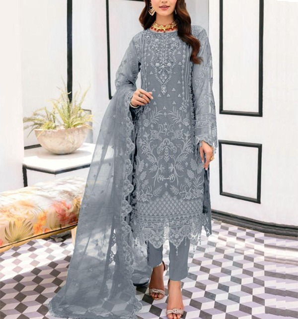 Heavy Embroidered Organza Dress With Embroidered Organza Dupatta (UnStitched) (CHI-810)