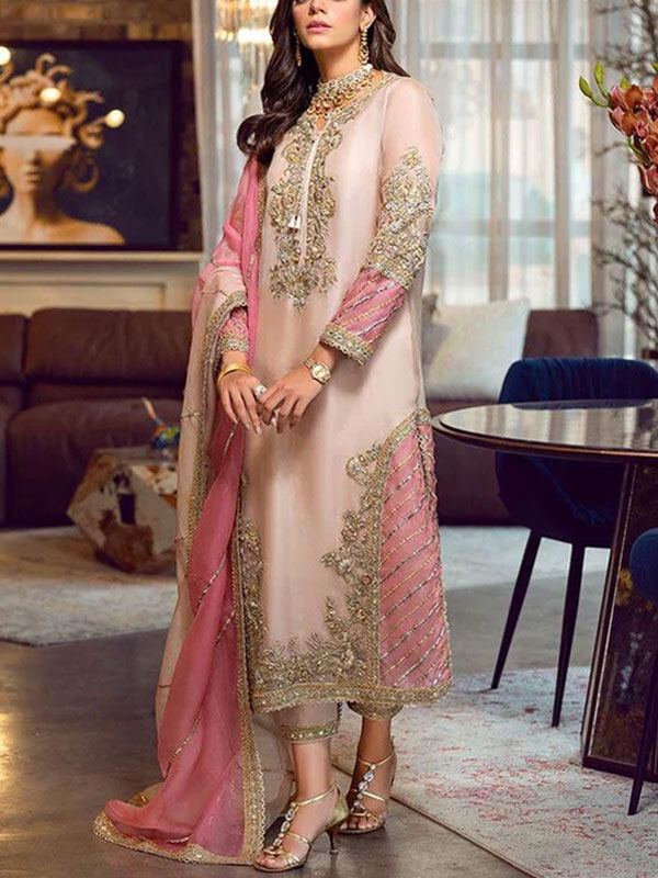 Heavy Embroidered Organza Dress With Embroidered Organza Dupatta (Unstitched) (CHI-992)