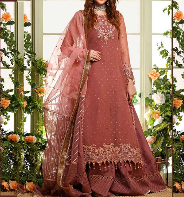 Heavy Embroidered Organza Party Wear Dress 2022 (UnStitched) (CHI-661)