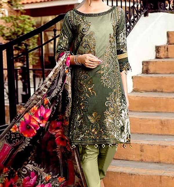 Lawn Heavy Front Panel Embroidered with Chiffon Dupatta (DRL-706)