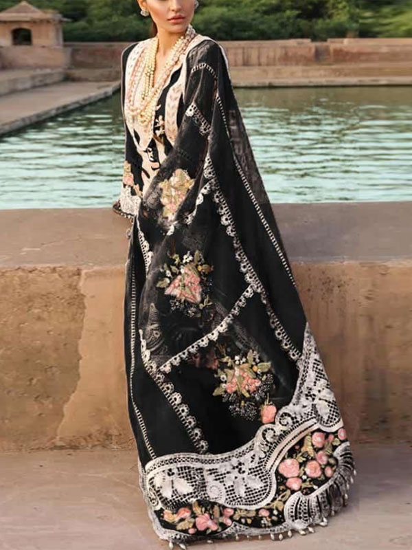 Lawn Chckenkari Heavy Embroidered Dress With Chiffon Heavy Embroidered Dupatta (Unstitched) (DRL-2245)	
