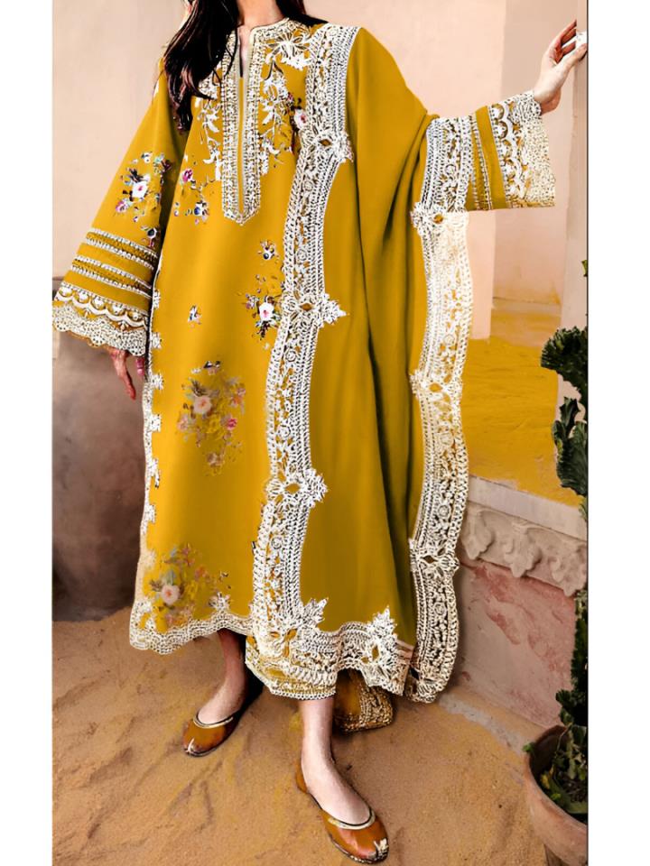 Heavy Sequins Embroidered Lawn Dress With Digital Print Diamond Dupatta (Unstitched) (DRL-2308)