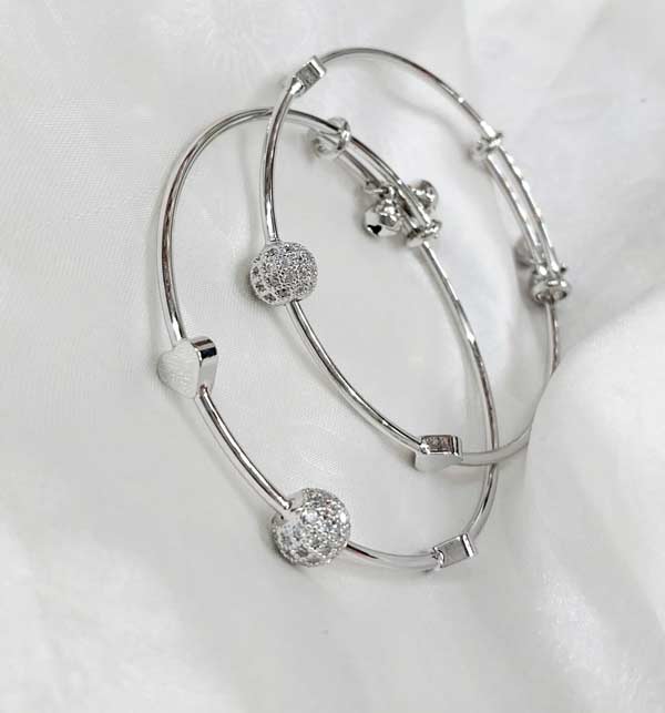 Imported Silver Plated Bangles Set (ZV:11608)