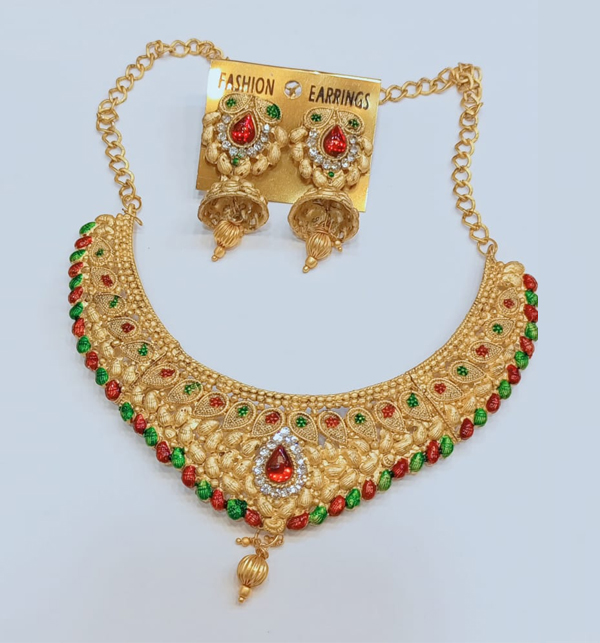 Indian Rajwadi Jewelry Set With Earrring (ZV:13679)