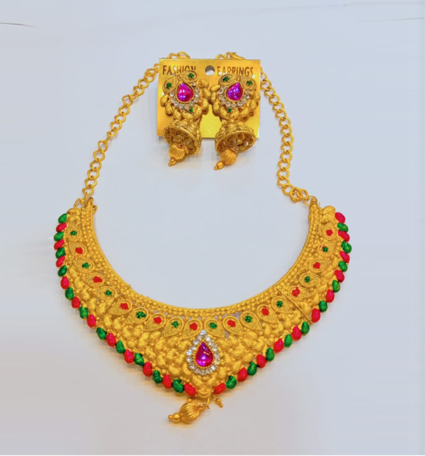 Indian Rajwadi Jewelry Set With Earrring (ZV:13688)