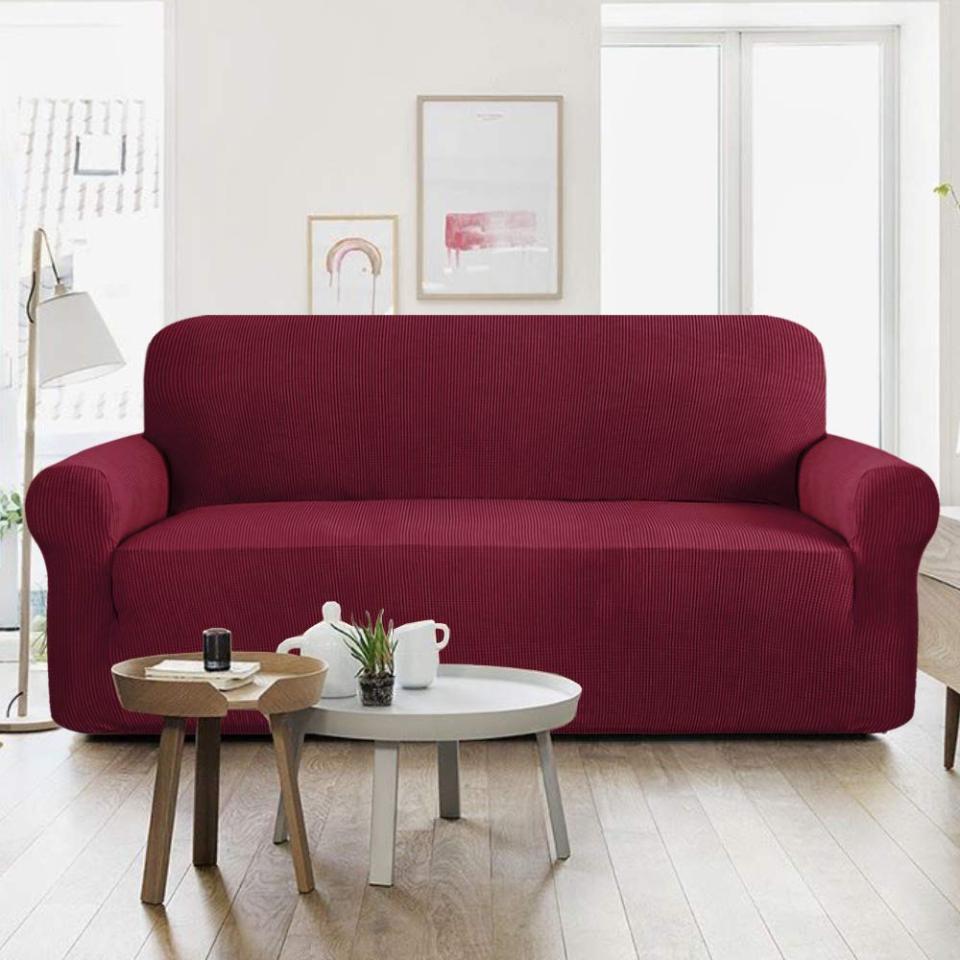 Jersey Sofa Covers Protector Slipcover - 7 Seater - Maroon
