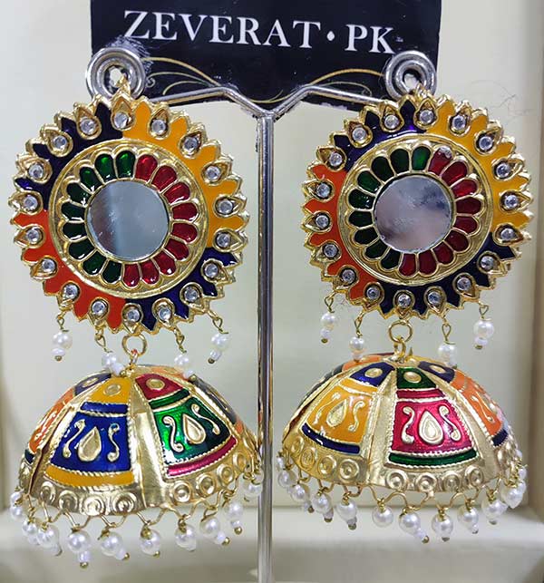 Meenakari Jhumka Earrings Price in Pakistan - Hiba Creations