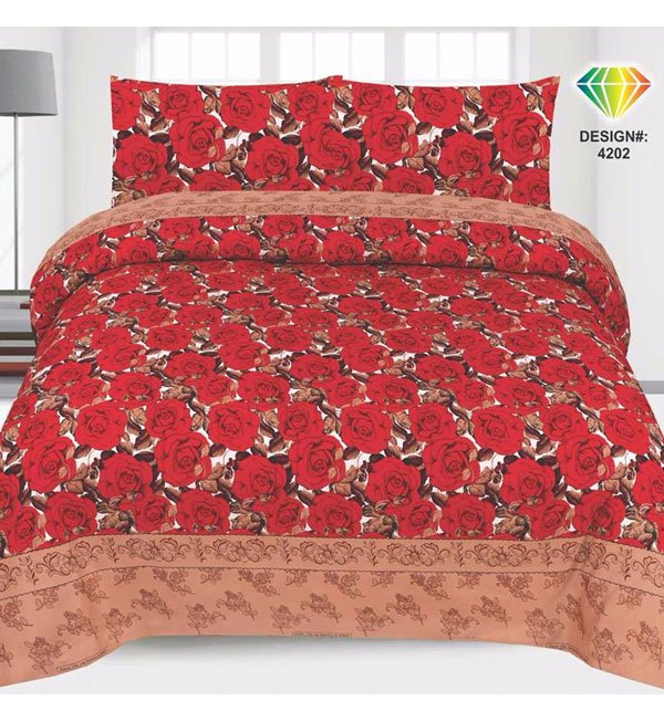 SINGLE BED Crystal Cotton Bed Sheet (1 Single Bed Sheet With Pillow Cover) (3D-44)