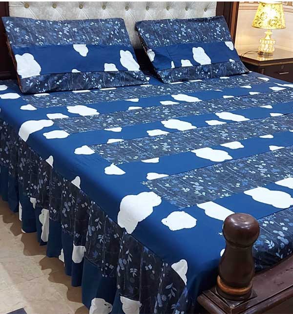 King Size Patch Work Cotton Bed Sheet Set	(BCP-77)