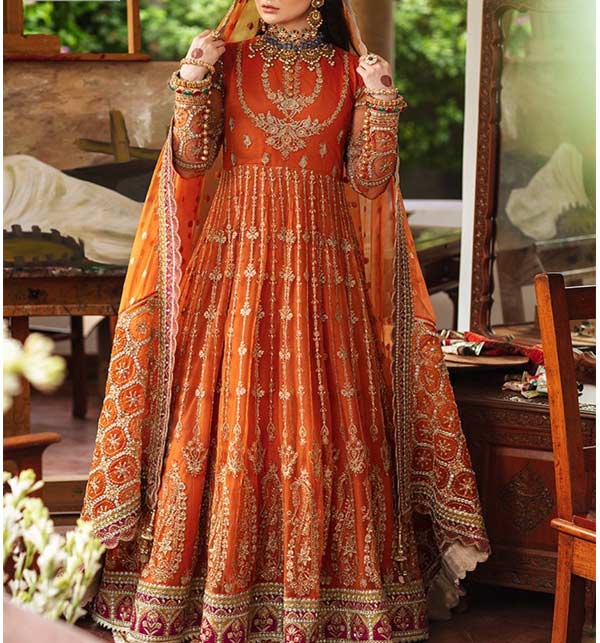  Net Heavy Embroidered Bridal Dress Collection 2022 With 4 Side Embroidery Dupatta (Unstitched) (CHI-587)