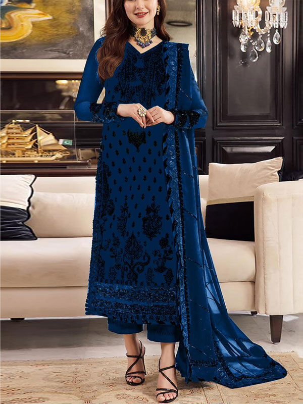 Latest Cotton Heavy Embroidered Dress With Chiffon Embroidered Dupatta (Unstitched) (DRL-2305)