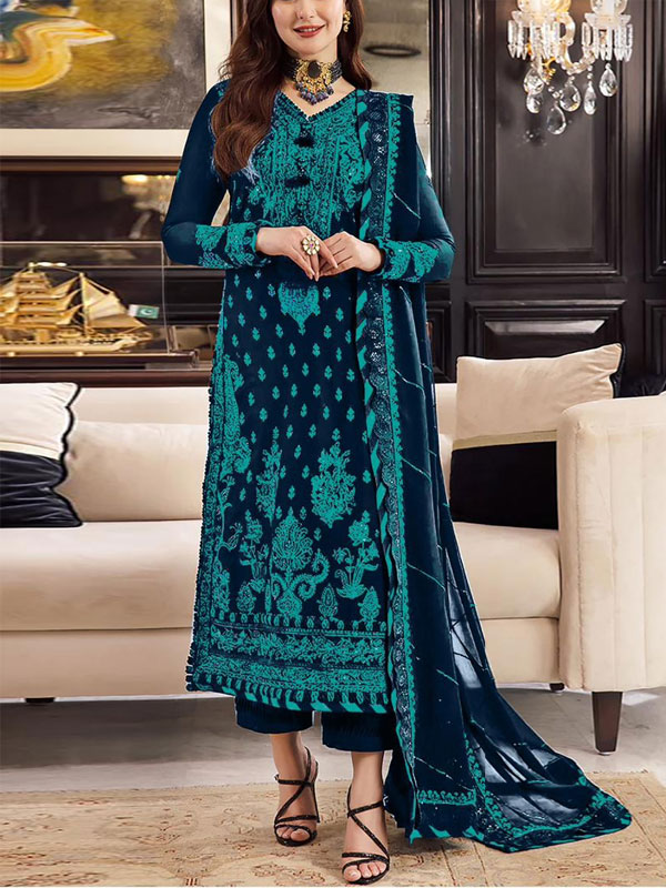 Latest Cotton Heavy Embroidered Dress With Chiffon Embroidered Dupatta (Unstitched) (DRL-2307)	