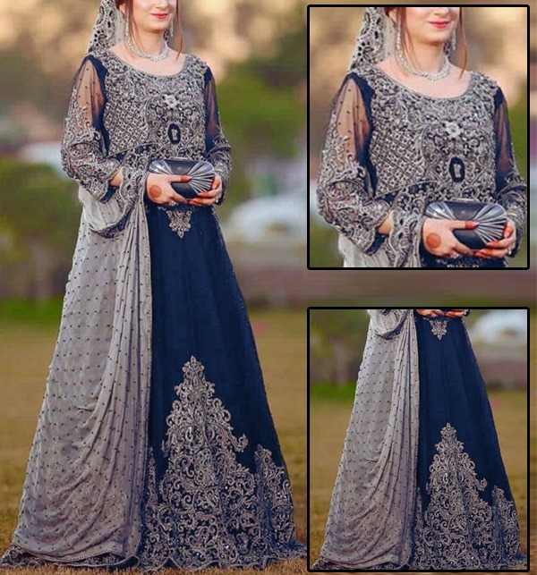 Latest Embroidered Chiffon Bridal Maxi With Embroidered Duppata (Unstitched) (CHI-609)