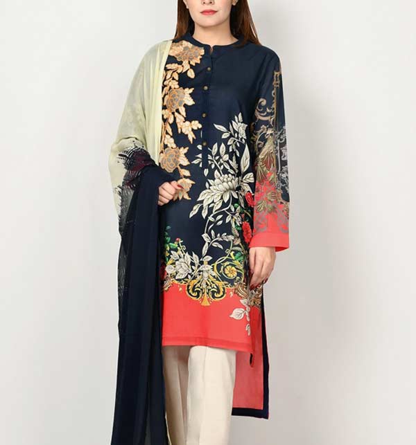 Latest Embroidered Lawn Dress Collection 2022 With Chiffon Dupatta