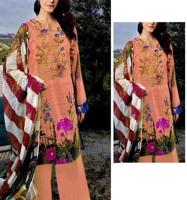 Latest Embroidered Lawn Dress Collection 2022 With Chiffon Dupatta (UnStitched) (DRL-1184)