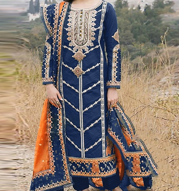 Latest Embroidered Lawn Dress With Bamber Chiffon Dupatta (UnStitched) (DRL-1439)