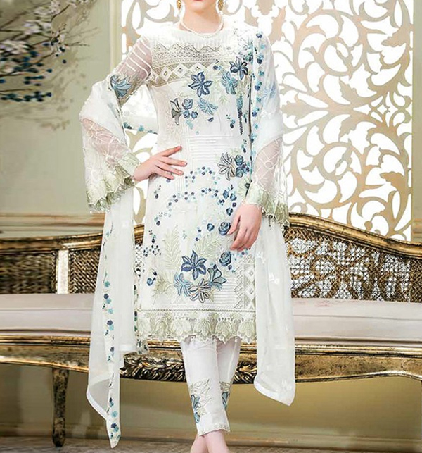 Luxury LAWN Latest Embroidered Lawn Dress With Bamber Chiffon Duppata (UnStitched) (DRL-1341)