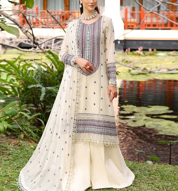 Latest Embroidered Lawn Dress With Bamber EMB Dupatta (Unstitched) (DRL-1500)
