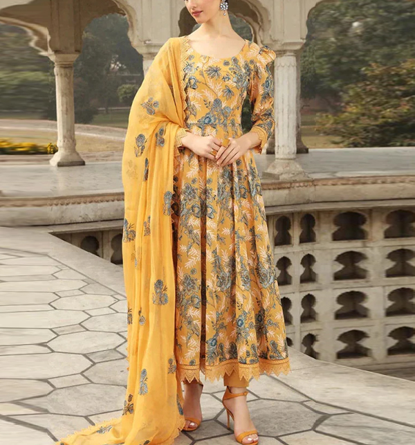 Latest Embroidered Lawn Dress With Bamber EMB Dupatta (Unstitched) (DRL-1502)	
