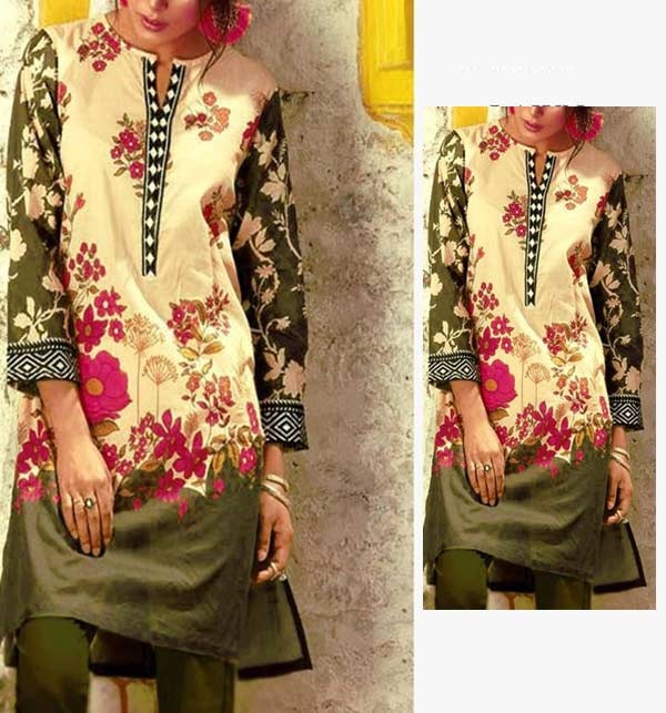 Latest Lawn Embroidered Dress With Chiffon Dupatta Collection 2022 (UnStitched) (DRL-1182)