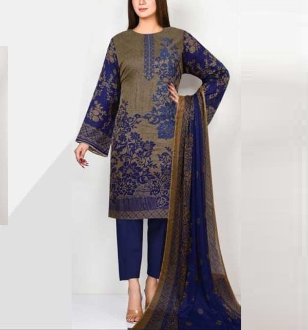 Latest Embroidered Lawn Dress With Chiffon Dupatta (Unstitched) (DRL-1171)