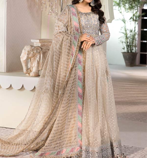 Latest Fancy Organza Embroidered Suit Unstitched (CHI-496)