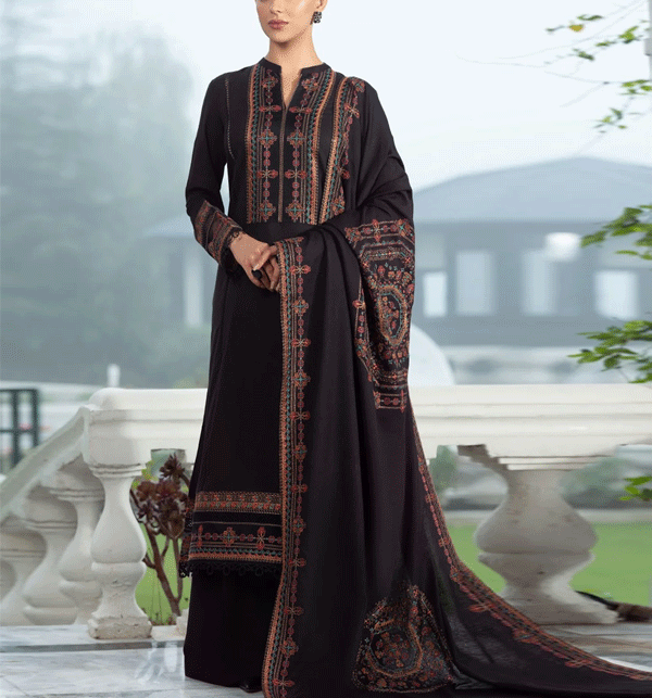 Latest Dhanak Embroidered Dress With Dhanak Embroidered Shawl (Unstitched) (KD-204)	