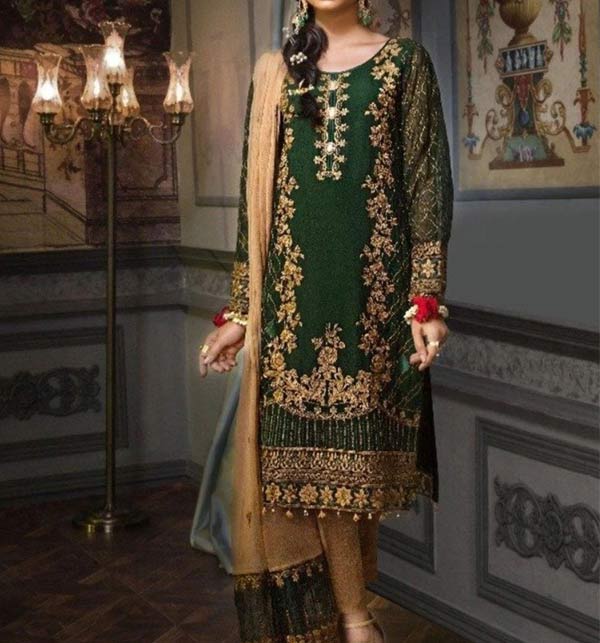 Latest Lawn Embroidered Dress With Chiffion Dupatta (Unstitched) (DRL-1120)