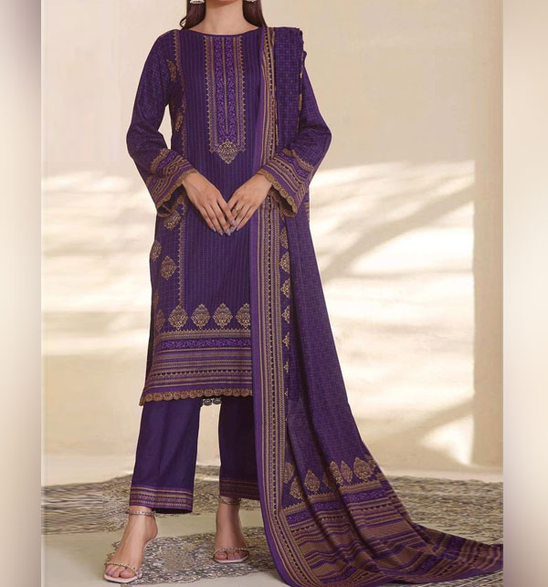 Lawn Embroidery Dress With Printed Chiffon Dupatta 3Pec Suite (Unstitched) (DRL-1648)	