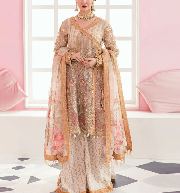 Luxuries Organza Embroidered Sequence Dress With Pure Organza Dupatta (Unstitched) (CHI-833)