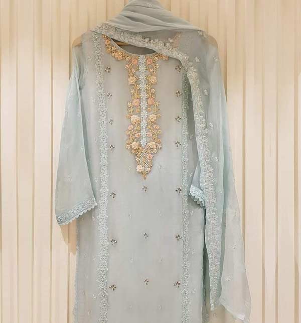 Latest Organza Embroidered Dress Collection 2022 With Organza Dupatta (UnStitched) (CHI-623)