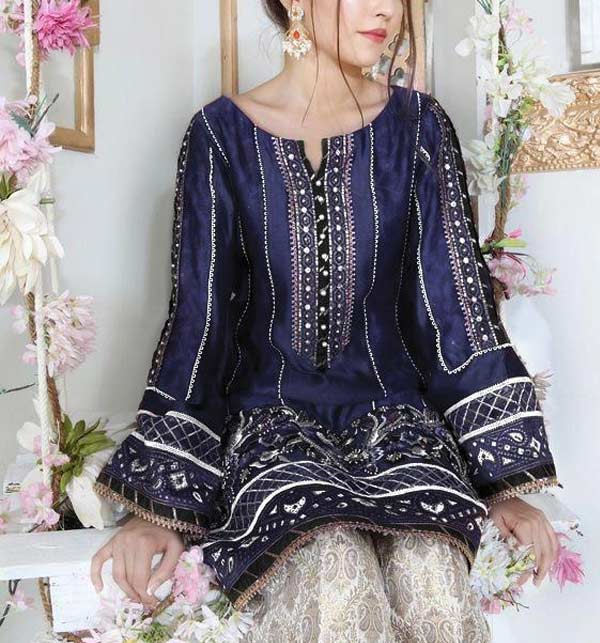 Lawn 2 pec full heavy Embroidered Dress With Embroidered Trouser (UnStitched) (DRL-1234) 