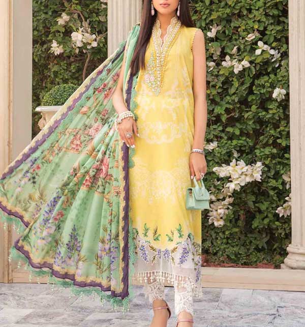 Lawn Embroidered Dress With Chiffon Dupatta Collection 2022 (UnStitched) (DRL-1197)