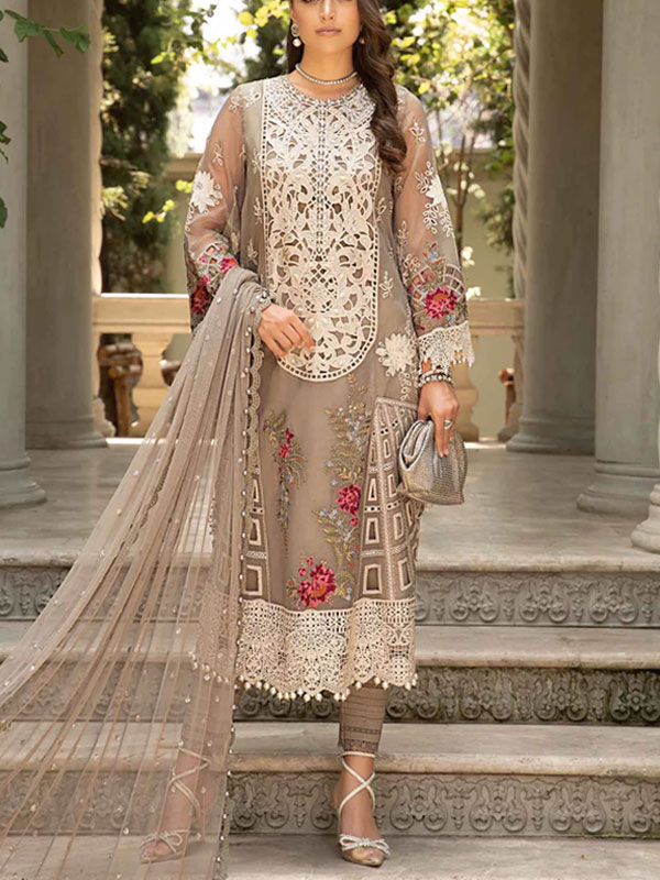 Lawn Heavy Embroidered Dress With NET Embroidered Dupatta (Unstitched) (DRL-2086)