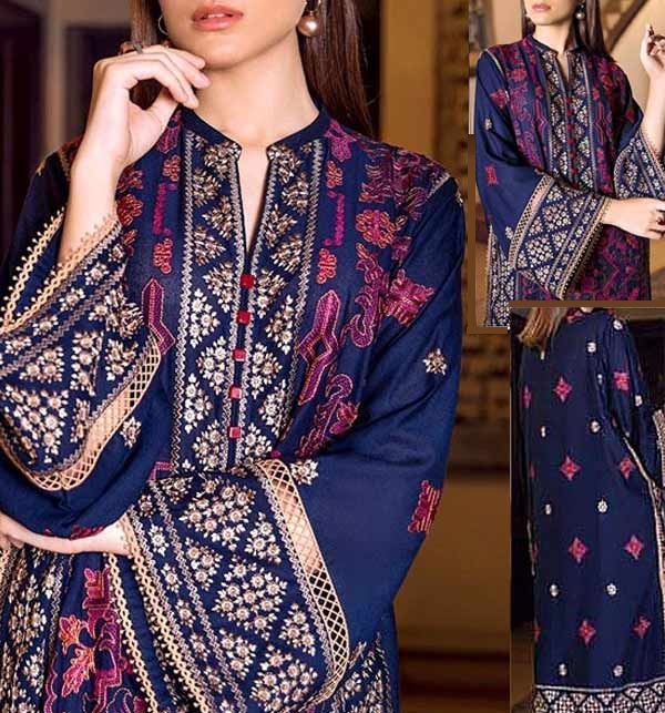 Lawn Heavy Embroidery Dress With Embroidered Trouser 2 Pec (DRL-871)
