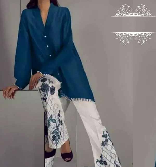 Lawn Heavy Sequence Embroidery 2 PCS Suit With Beautiful Embroidery Trouser (DRL-683)
