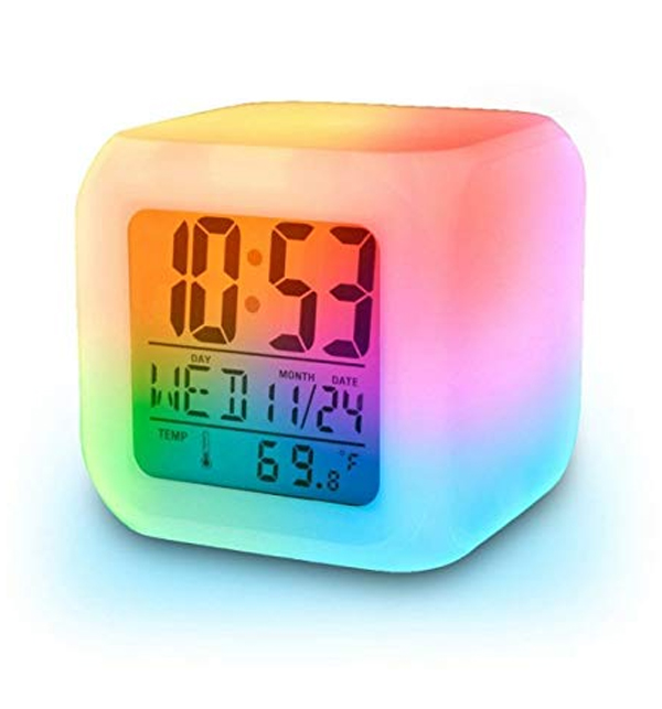 Color Change LED Digital Clock Table Alarm Clock With Temperature