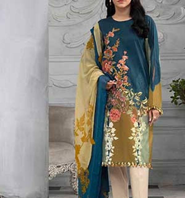 Linen Embroidered Dress with Linen Duppata UnStitched (LN-220)