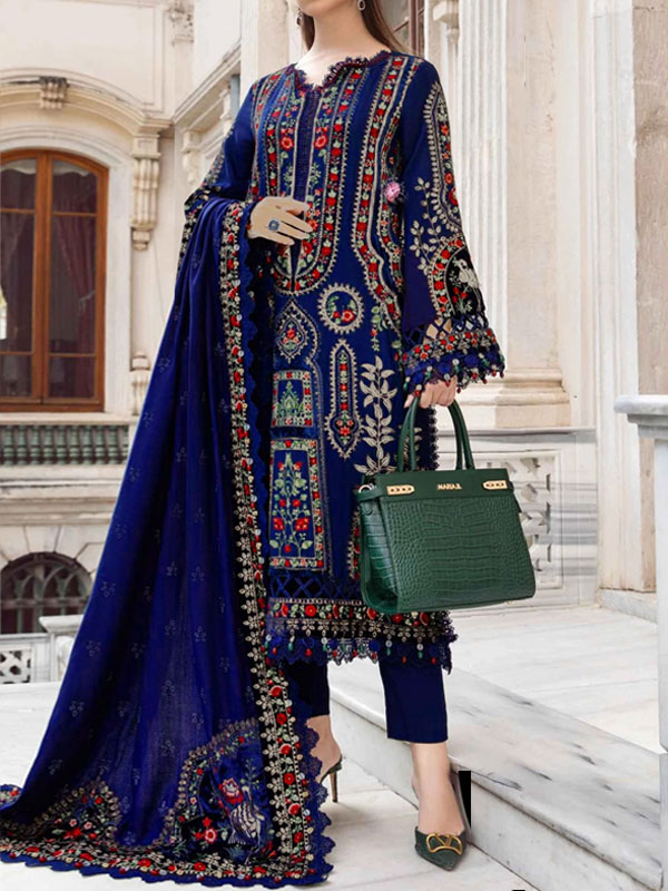 Linen Embroidered Dress With Linen Embroidered Dupatta (Unstitched) (LN-408)