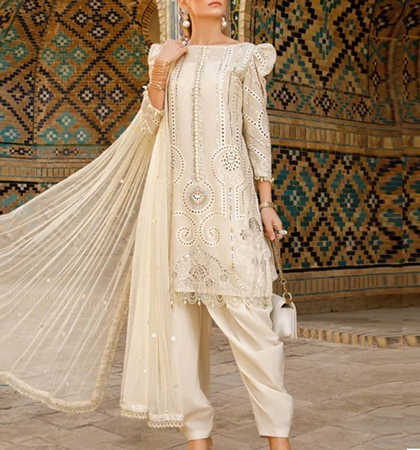 Luxurious Scifflie Heavy Embroidered Lawn Dress With Heavy Embroidered Dupatta (Unstitched) (DRL-1426)