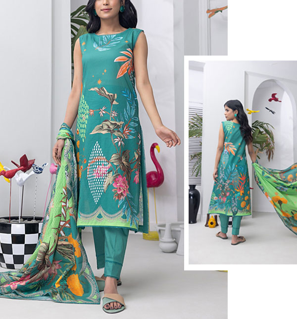 Luxury Digital Premium Printed Dress With Lawn Printed Dupatta (Unstitched) (DRL-1524)
