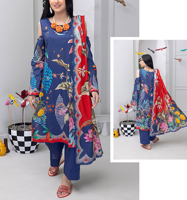 Luxury Digital Premium Printed Dress With Lawn Printed Dupatta (Unstitched) (DRL-1525)	