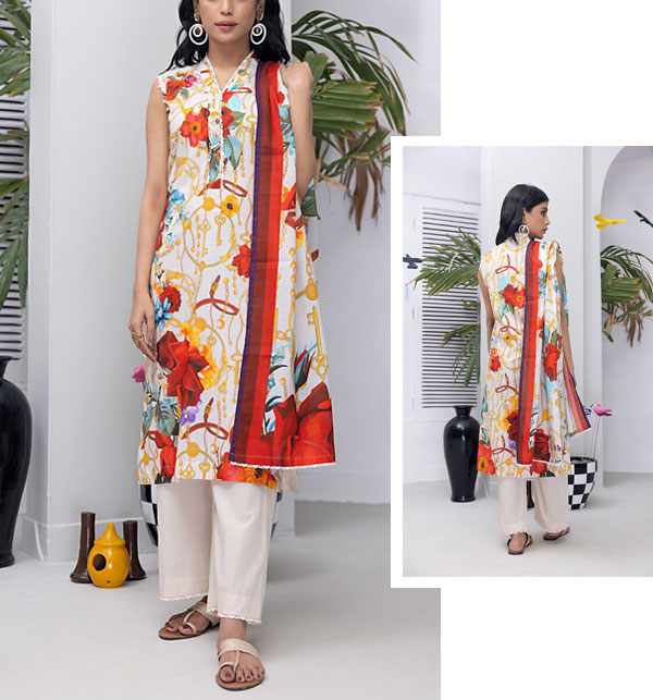 Luxury Digital Premium Printed Dress With Lawn Printed Dupatta (Unstitched) (DRL-1528)	